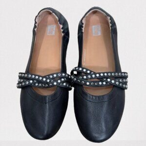 FitFlop Allegro Rockstud Strappy Black Leather Ballet Flat Size 8 Worn Twice